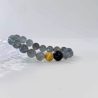 Labradorite and Tiger Eye Stone Beaded Bracelet - alternate angle showing texture