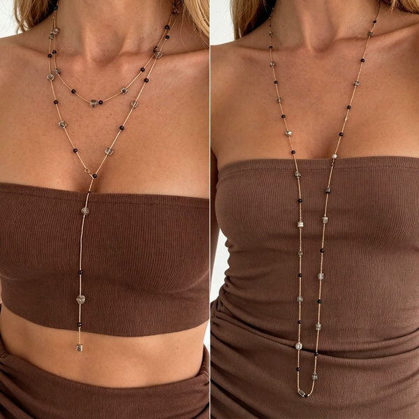 Geometric Crystal Y-Lariat Necklace
