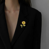 Van Gogh Sunflower Enamel Brooch