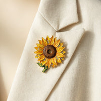 Van Gogh Sunflower Enamel Brooch