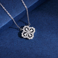 Flower Clover Pendant with Pear-Cut CZ Stones - front view on cream background