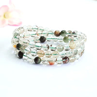 Semi-Precious Stone Multi-Strand Wrap Bracelet - model wearing - lifestyle styling