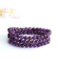 Semi-Precious Stone Multi-Strand Wrap Bracelet - stone and material close-up