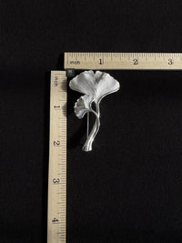 Silver ginkgo brooch pendant