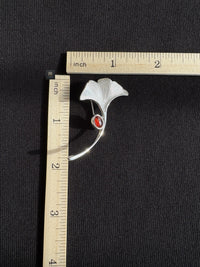 Garnet ginkgo brooch pendant