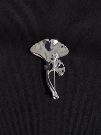 Silver ginkgo brooch pendant
