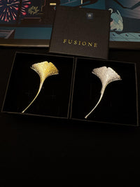 Silver ginkgo brooch pendant