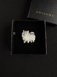 Sri Lankan Sapphire Pomeranian Dog Pet Brooch Pendant