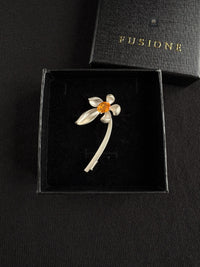 Natural Mexican Fire Opal lotus Brooch Pendant