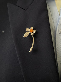 Natural Mexican Fire Opal lotus Brooch Pendant