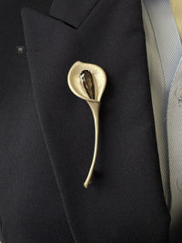 Natural China Amethyst / Smoky Quartz Calla Brooch Pendant