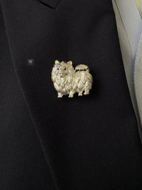 Sri Lankan Sapphire Pomeranian Dog Pet Brooch Pendant